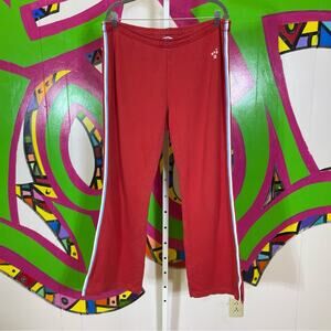 Vintage Abercrombie & Fitch Vibrant Red Joggers with White Stripes